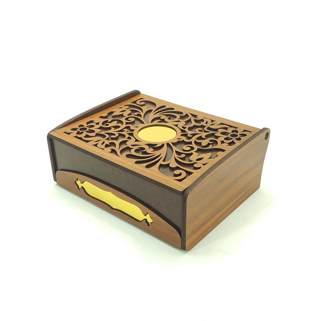  جعبه پذیرایی مدل صدف برند کیانلی چوبی باکس دمنوش جعبه تی بگ 