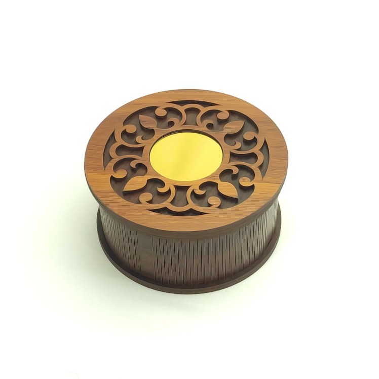 جعبه شکلات مدل ترنج برند کیانلی چوبی طرح دایره