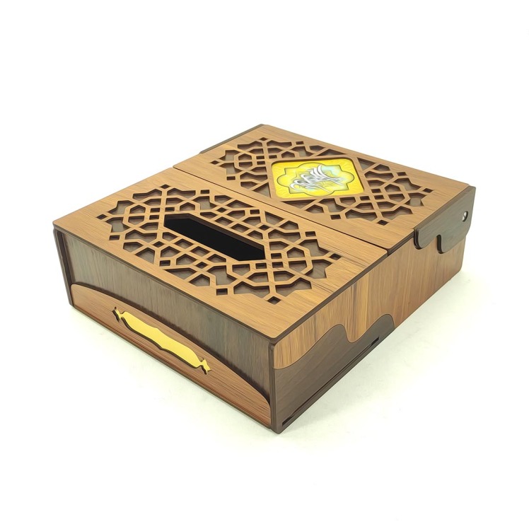 جعبه پذیرایی مدل اطلس برند کیانلی چوبی باکس دمنوش و جادستمال کاغذی